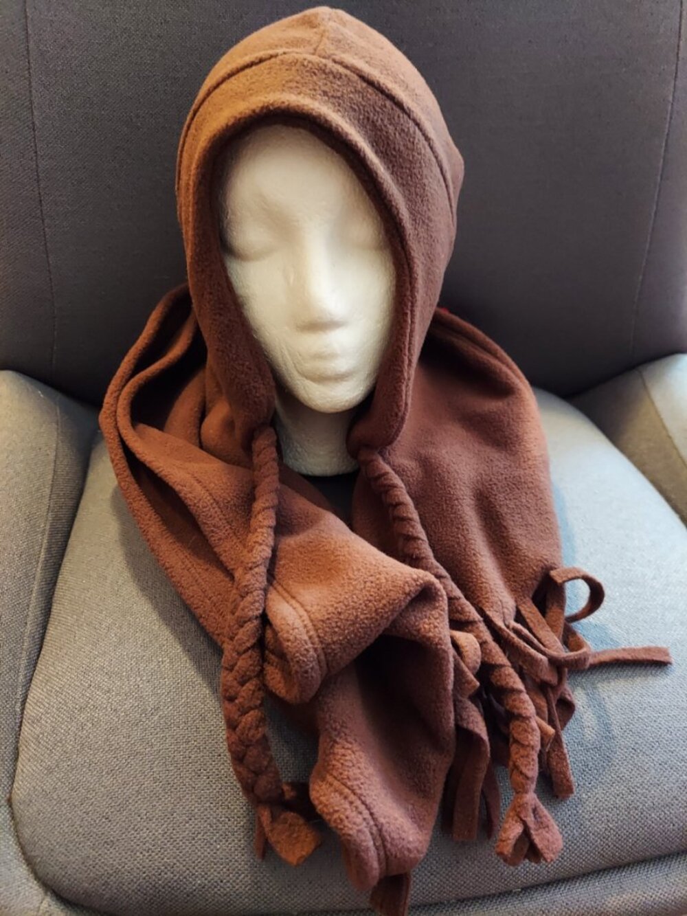 Brown Trapper Hat and Scarf (66 inches long, 9 inches wide)